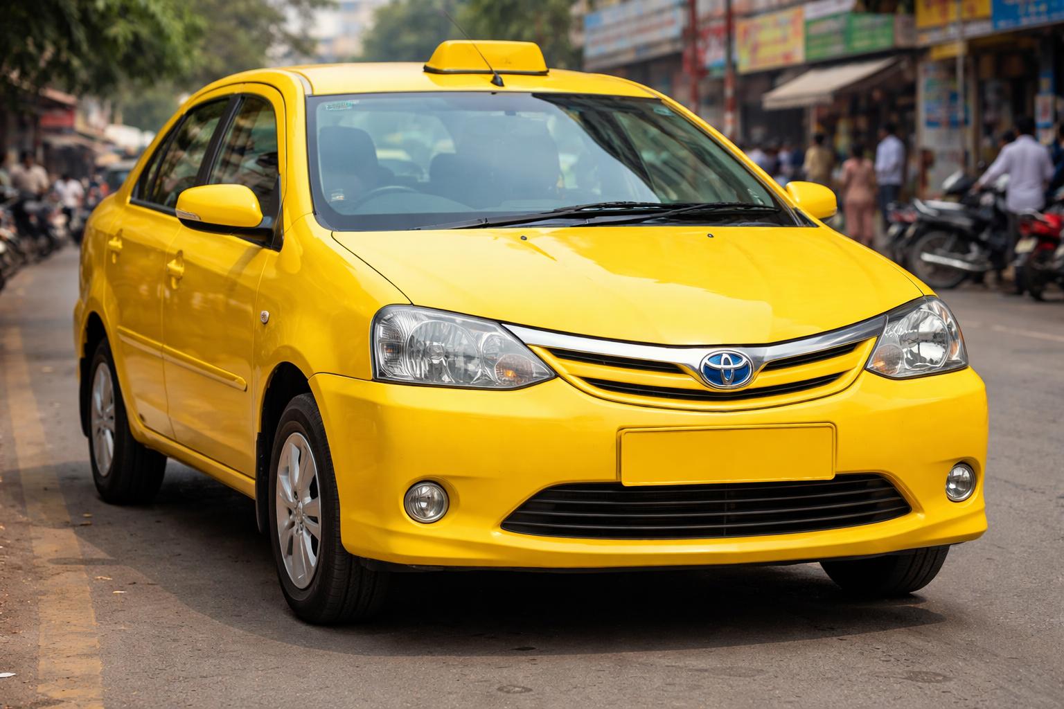 Yellow Toyota Etios Sedan Taxi